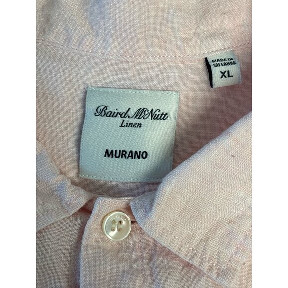 Baird McNutt Linen Short Sleeve Button-Up Shirt XL powder pink Mens Casual Light - Picture 3 of 7
